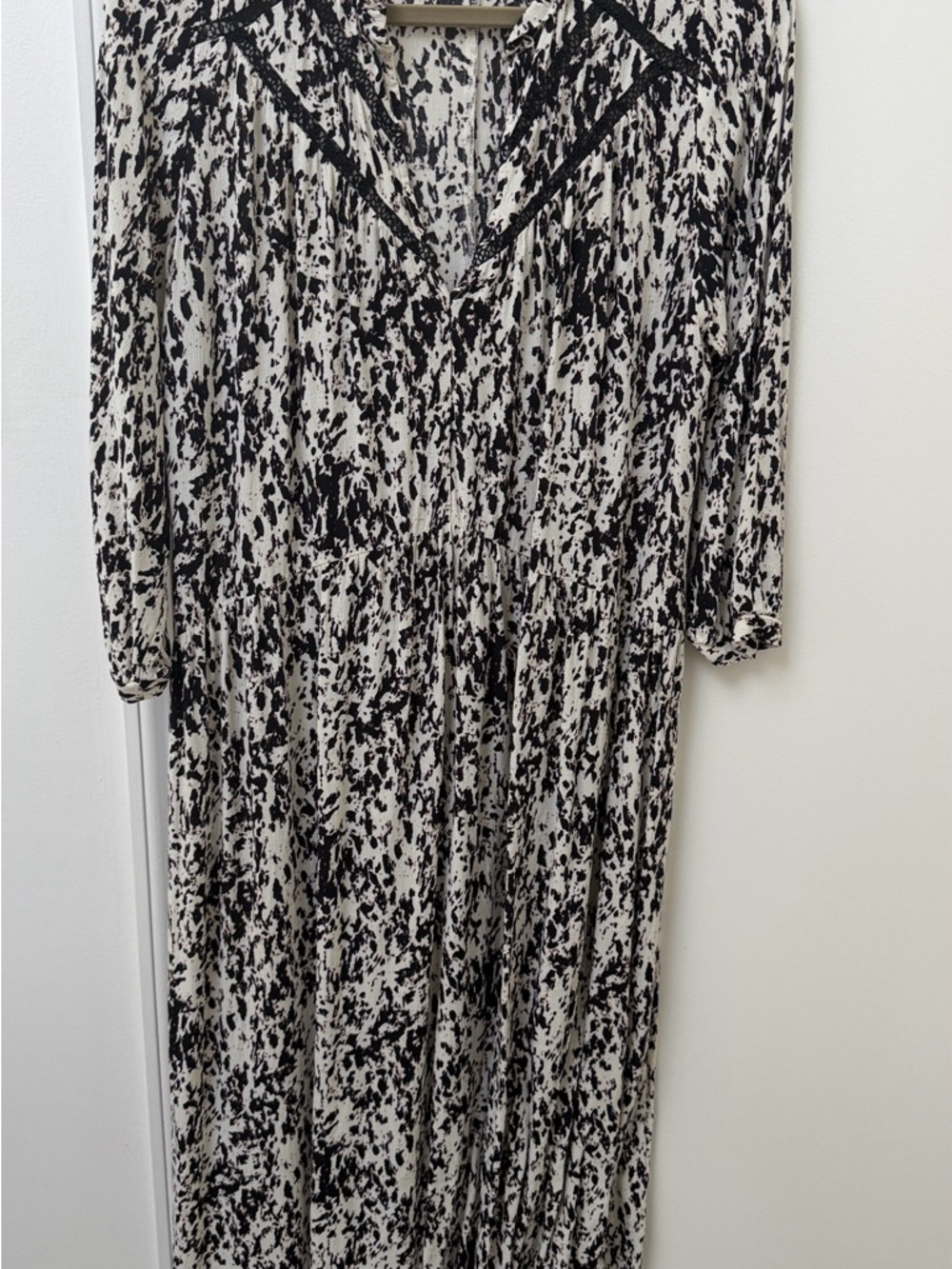 Zara Black and White Abstract Print Maxi Dress
